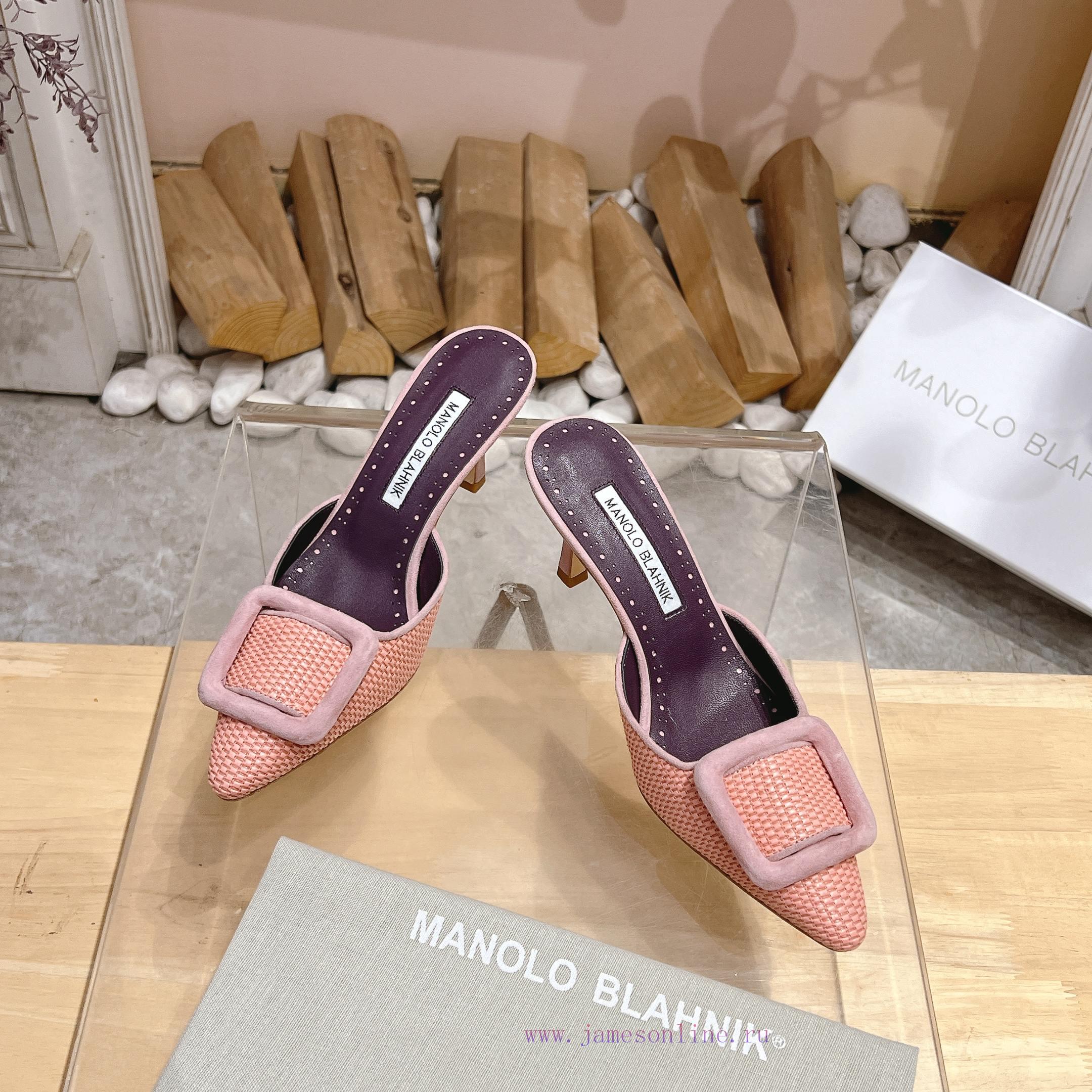 🤍 MANOLO BLAHNlK 2025 Autumn New Mb Fashion Little Women's High Heel Slippers Don't Have The Me tajr548i - Image 2