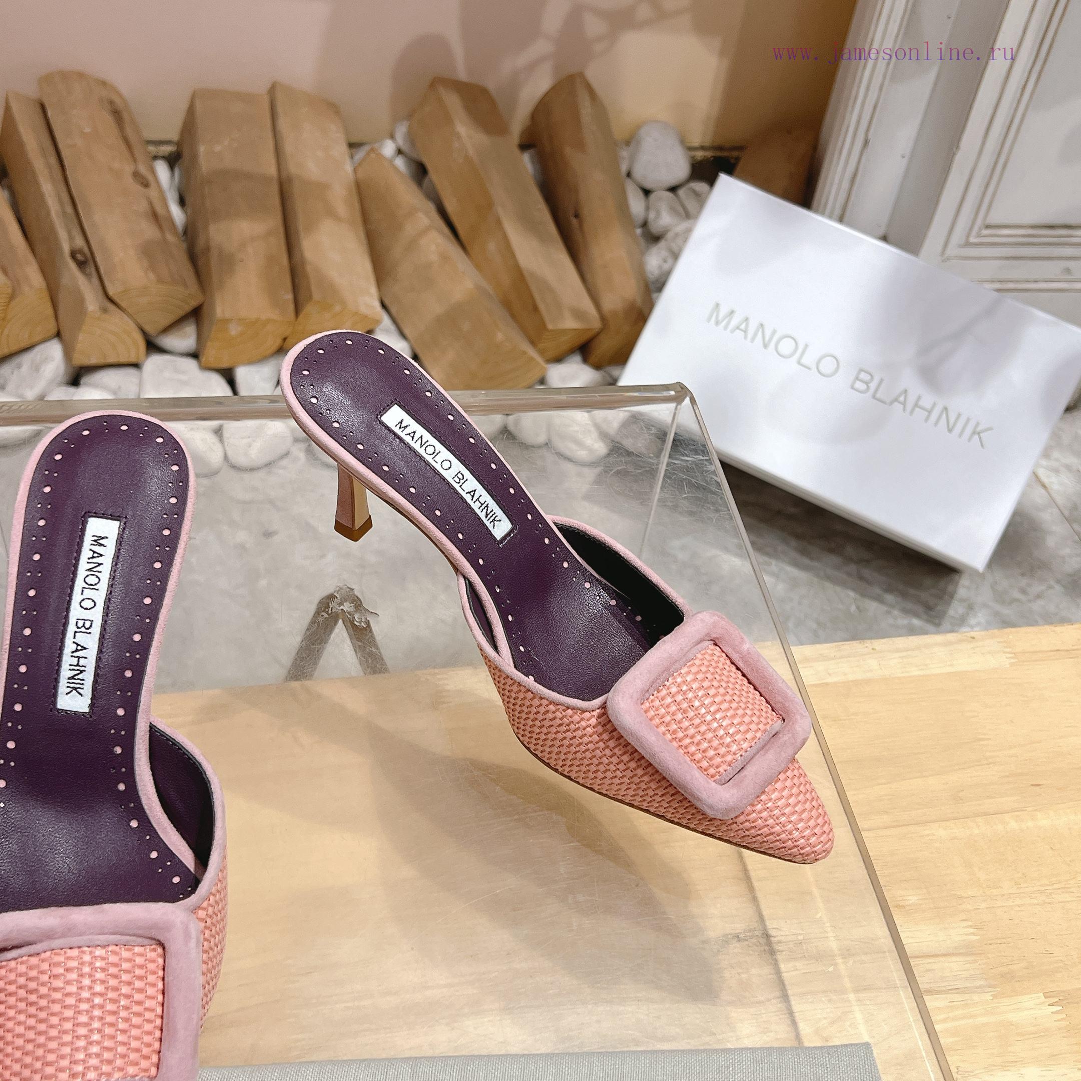 🤍 MANOLO BLAHNlK 2025 Autumn New Mb Fashion Little Women's High Heel Slippers Don't Have The Me tajr548i - Image 3
