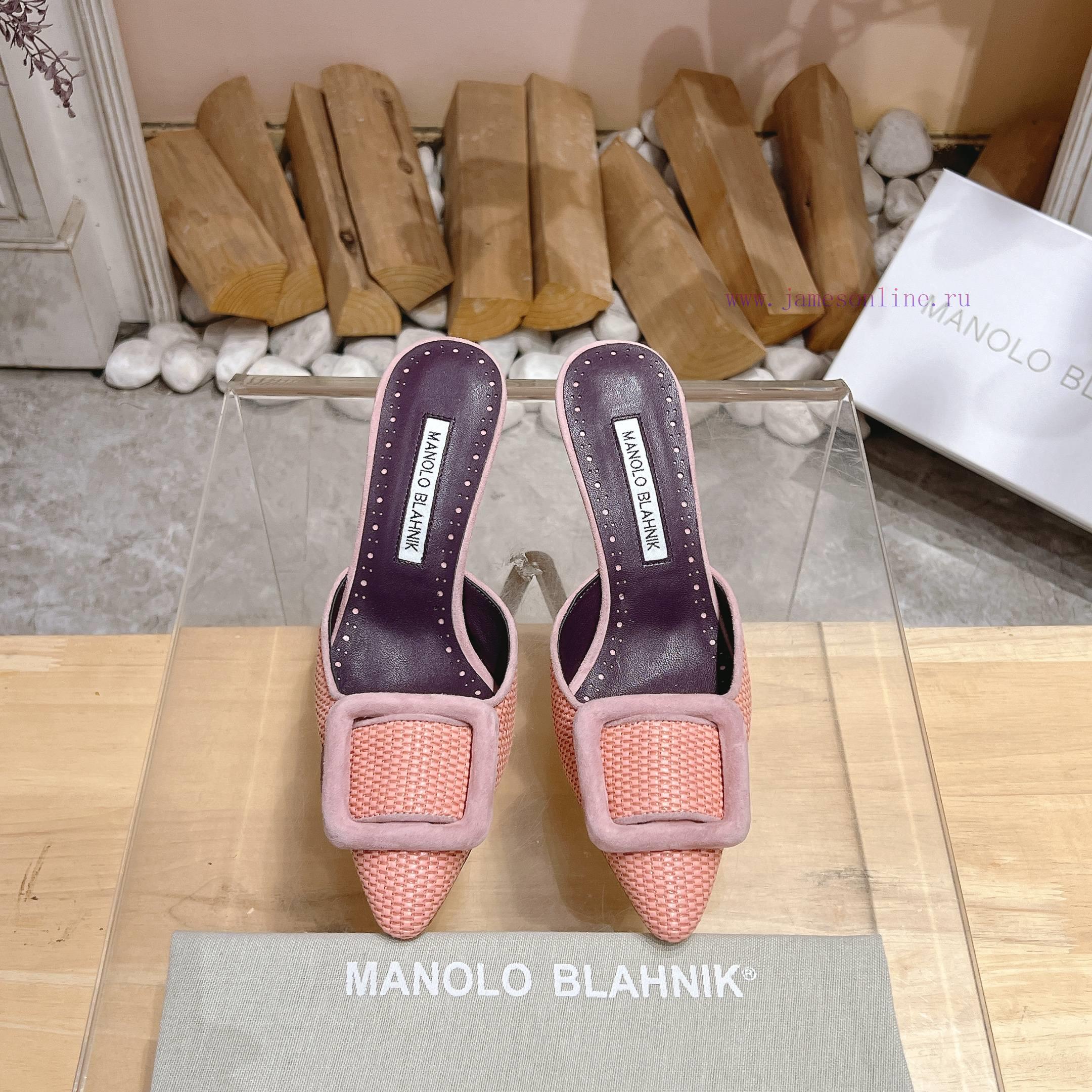 🤍 MANOLO BLAHNlK 2025 Autumn New Mb Fashion Little Women's High Heel Slippers Don't Have The Me tajr548i - Image 4