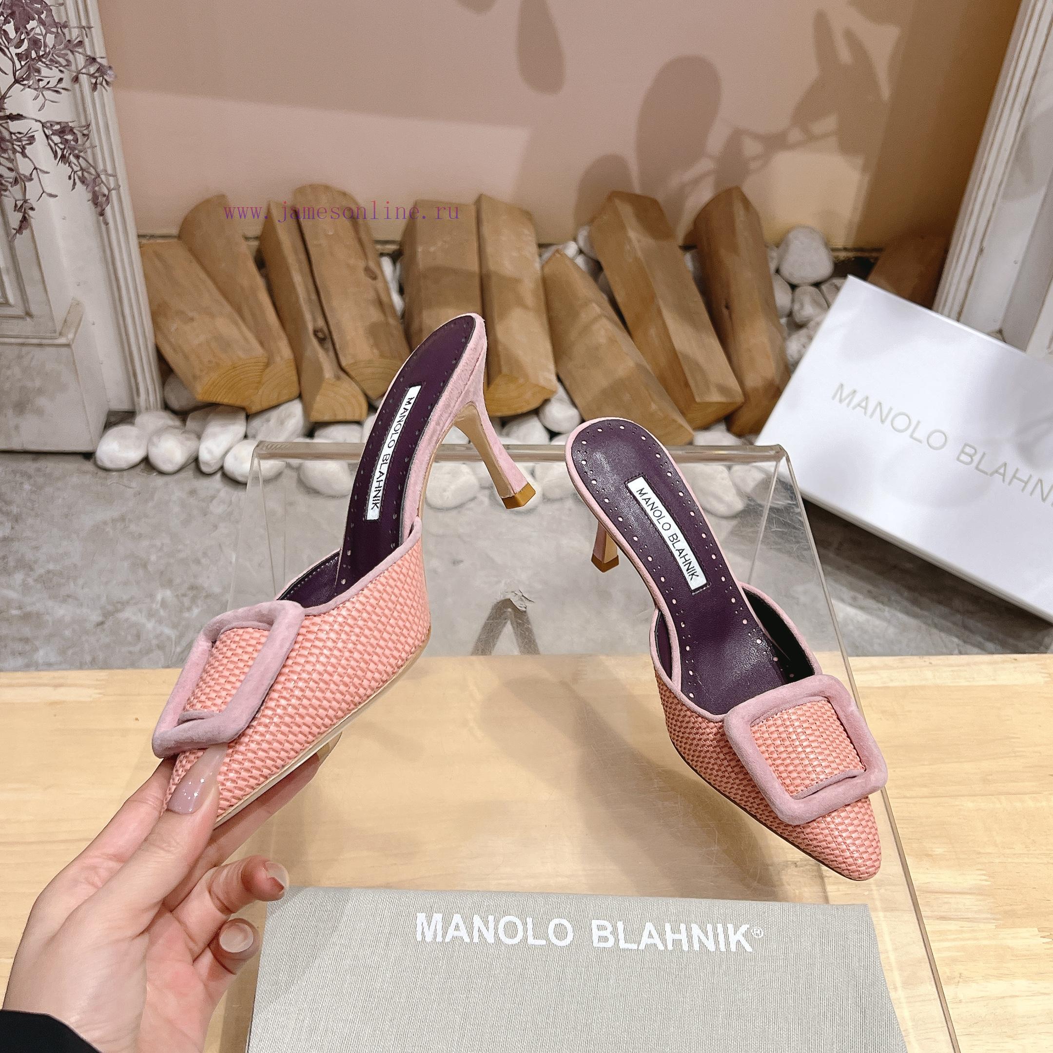 🤍 MANOLO BLAHNlK 2025 Autumn New Mb Fashion Little Women's High Heel Slippers Don't Have The Me tajr548i - Image 6