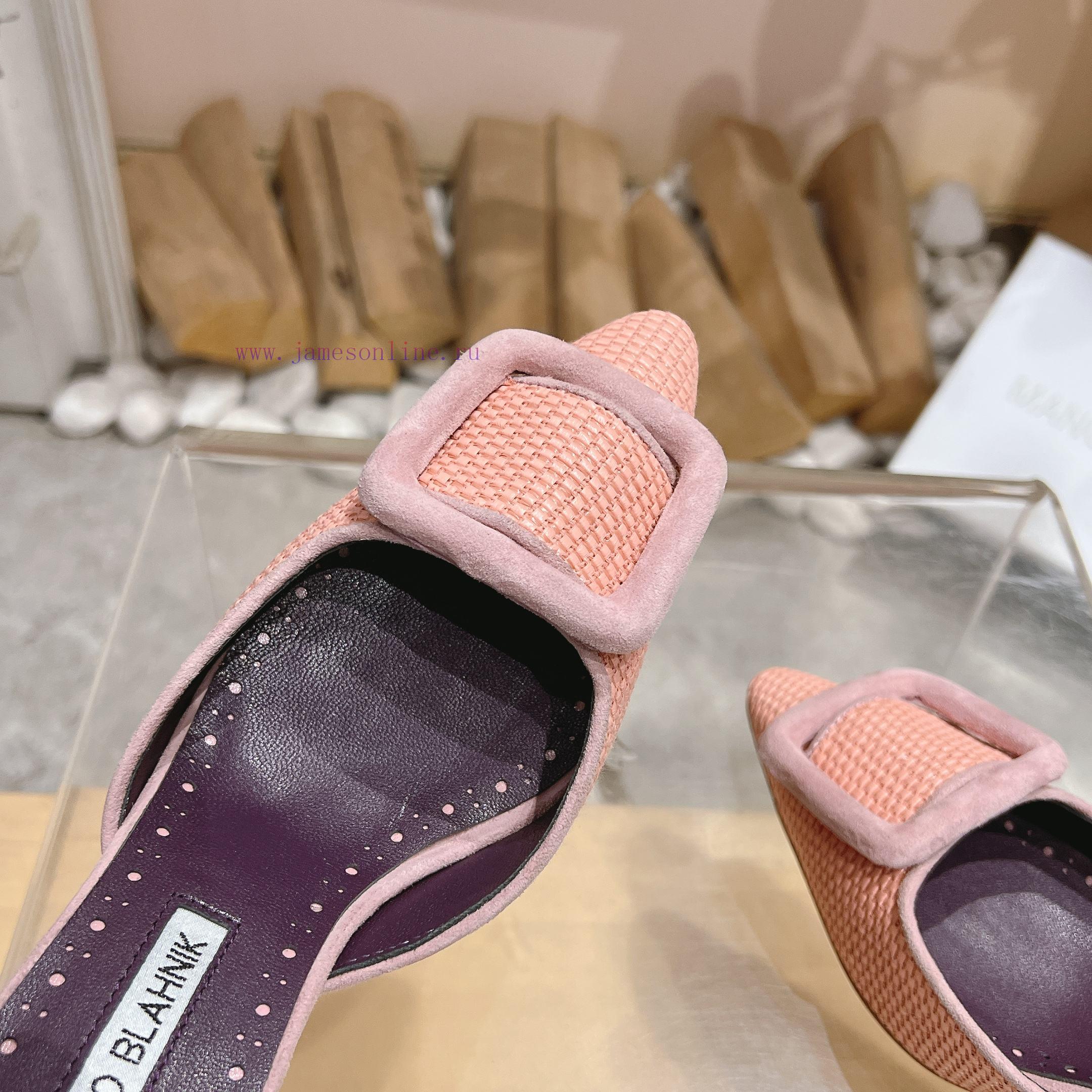 🤍 MANOLO BLAHNlK 2025 Autumn New Mb Fashion Little Women's High Heel Slippers Don't Have The Me tajr548i - Image 7