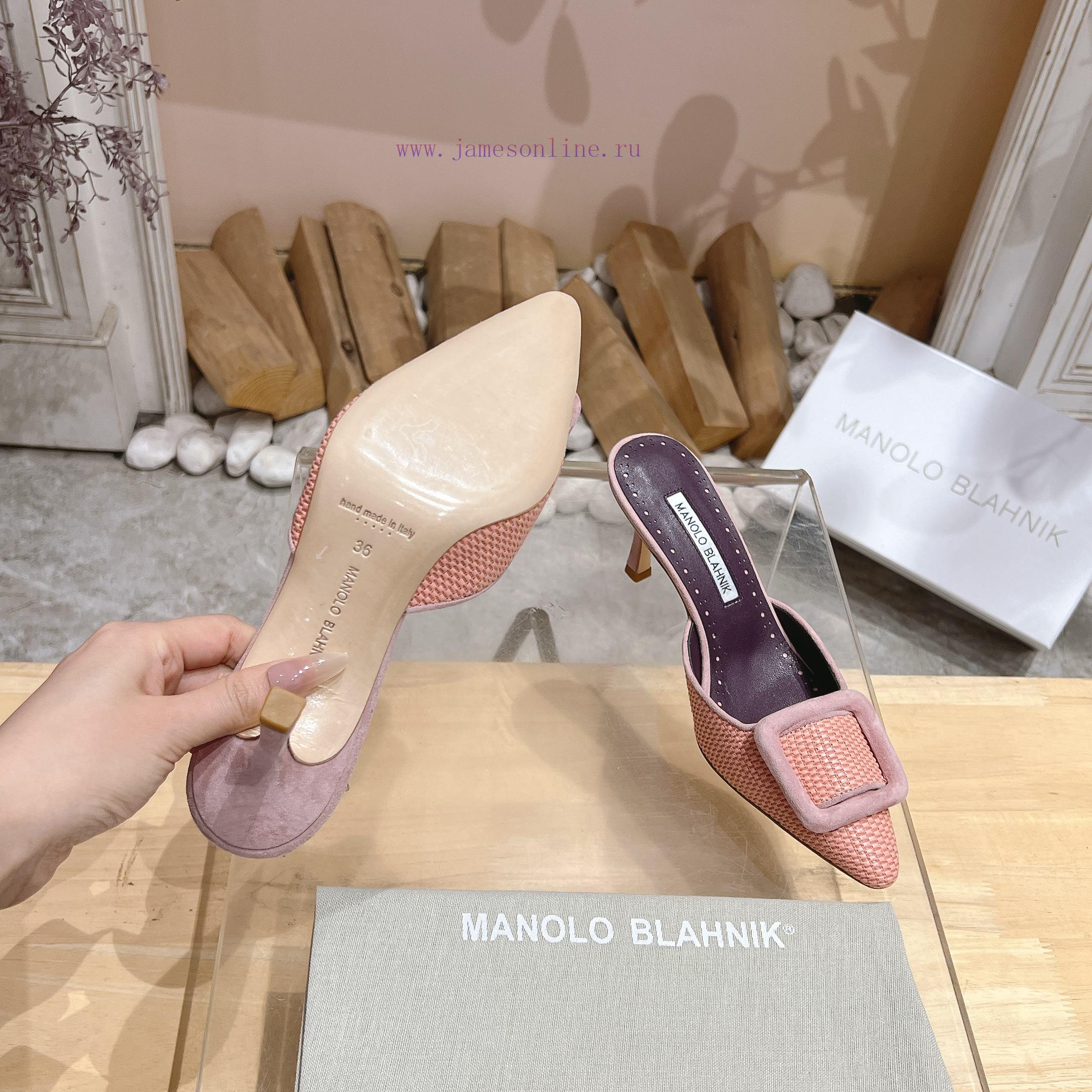 🤍 MANOLO BLAHNlK 2025 Autumn New Mb Fashion Little Women's High Heel Slippers Don't Have The Me tajr548i - Image 9