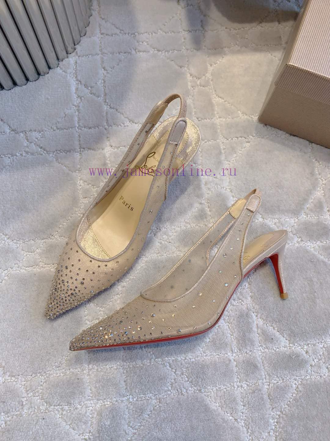 Christian Louboutin's New Rhinestone Mesh Transparent Red Soled High Heels Are Adorned With A P swh2m3xm - Image 5