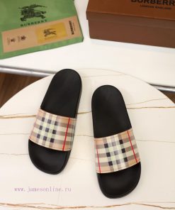 Sizes 35-45 Burberry Slippers Are Pure Original Summer New Classic Plaid Slippers Vintage Retro ieu7xstd