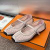 Hermes 2025 Spring/Summer New Kikhu Belt Buckle Color Blocked Flat Flat Ballet Dancer Single Sh klrkvj9z