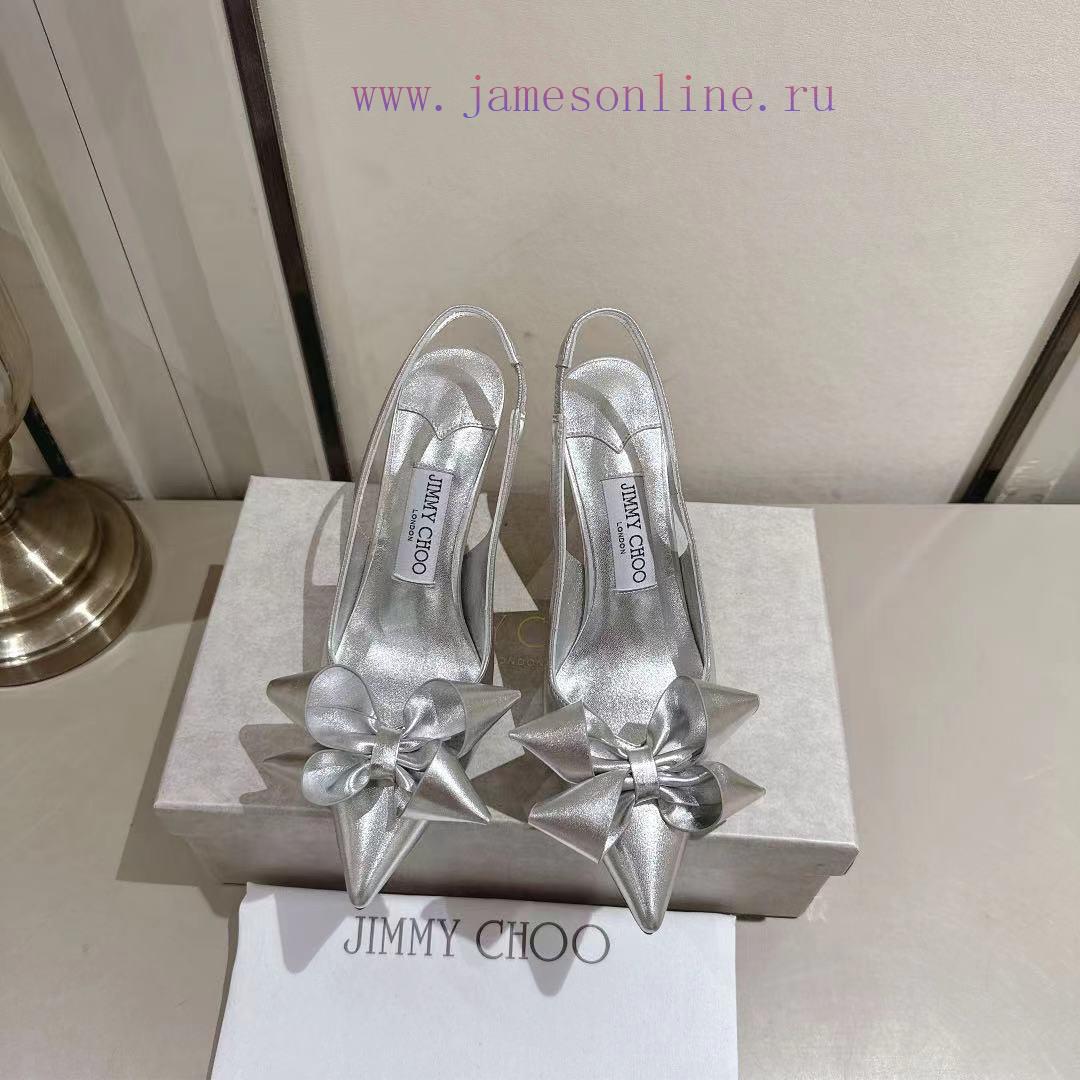 Jimmy Chou's 2025 Early Spring Staz Pointed Bow High Heels Staz Sling Back 70 Series Exposed He joy8da0s