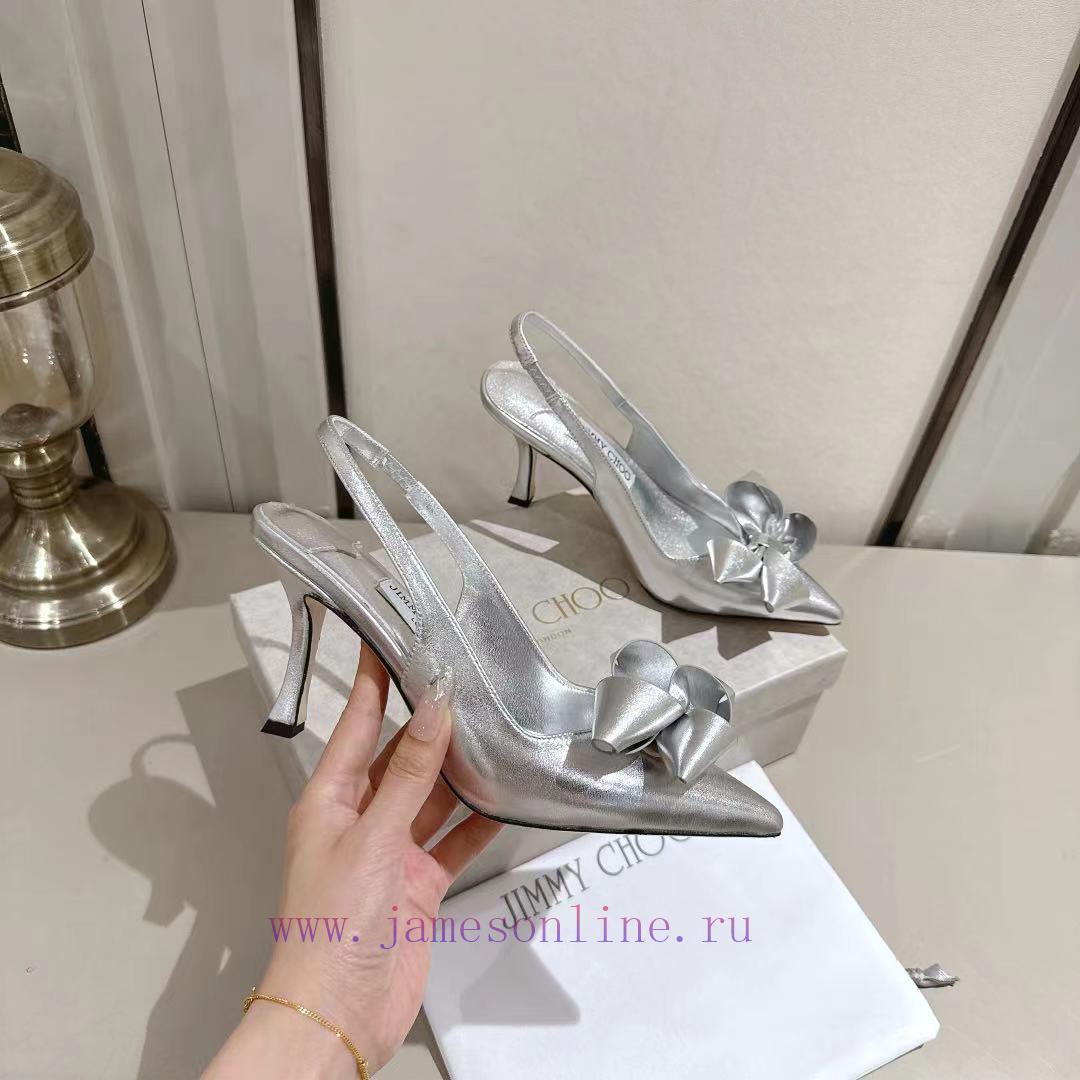 Jimmy Chou's 2025 Early Spring Staz Pointed Bow High Heels Staz Sling Back 70 Series Exposed He joy8da0s - Image 6