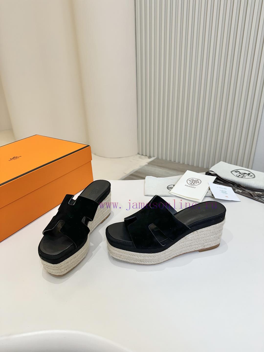 Hermes 2025 Spring/Summer New Collection With Genuine Leather Bottom Classic H-Type Hemp Rope T 8g0w7gt9 - Image 3