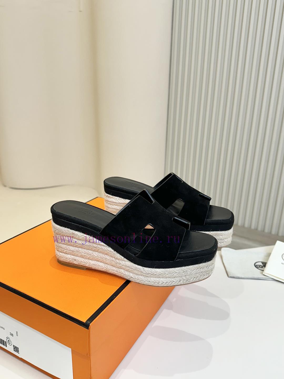 Hermes 2025 Spring/Summer New Collection With Genuine Leather Bottom Classic H-Type Hemp Rope T 8g0w7gt9 - Image 5