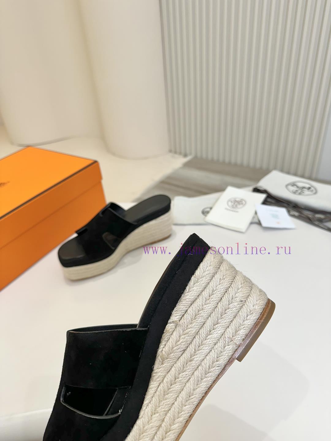 Hermes 2025 Spring/Summer New Collection With Genuine Leather Bottom Classic H-Type Hemp Rope T 8g0w7gt9 - Image 6
