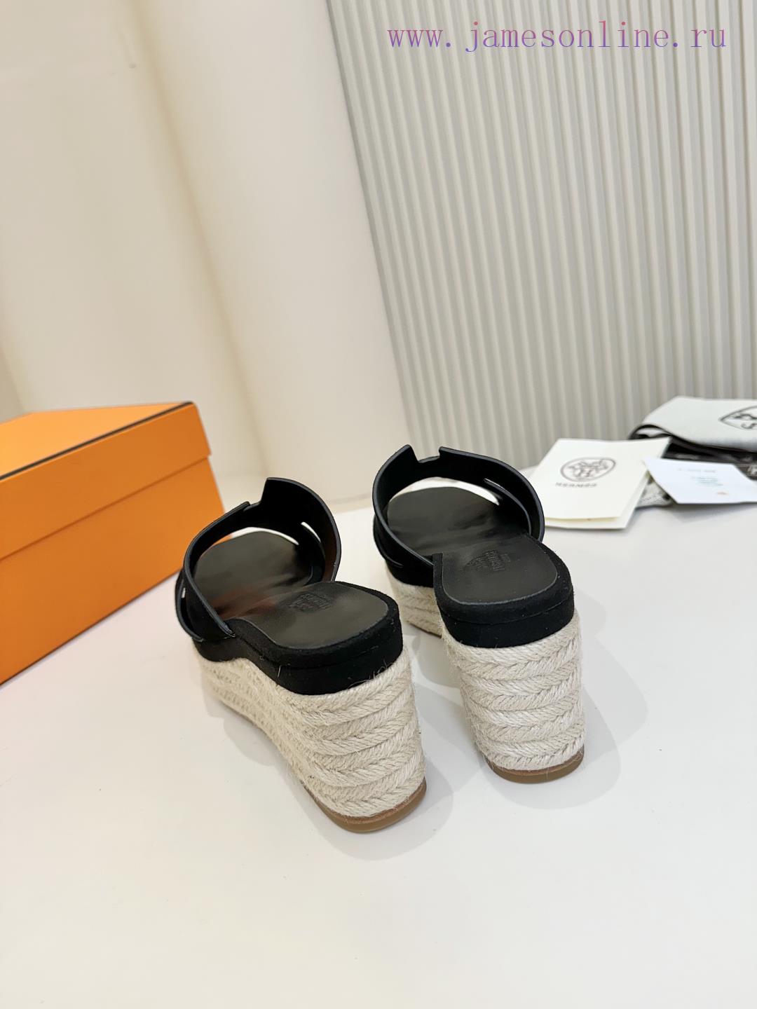 Hermes 2025 Spring/Summer New Collection With Genuine Leather Bottom Classic H-Type Hemp Rope T 8g0w7gt9 - Image 9