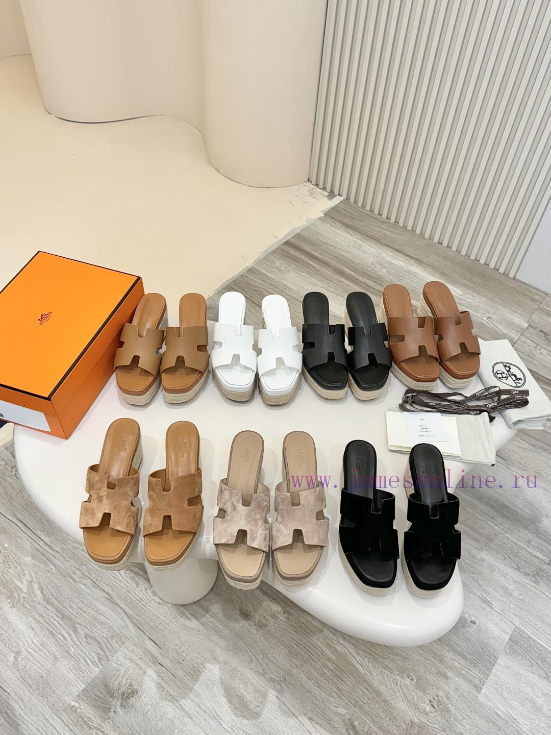Hermes 2025 Spring/Summer New Collection With Genuine Leather Bottom Classic H-Type Hemp Rope T 8g0w7gt9 - Image 11