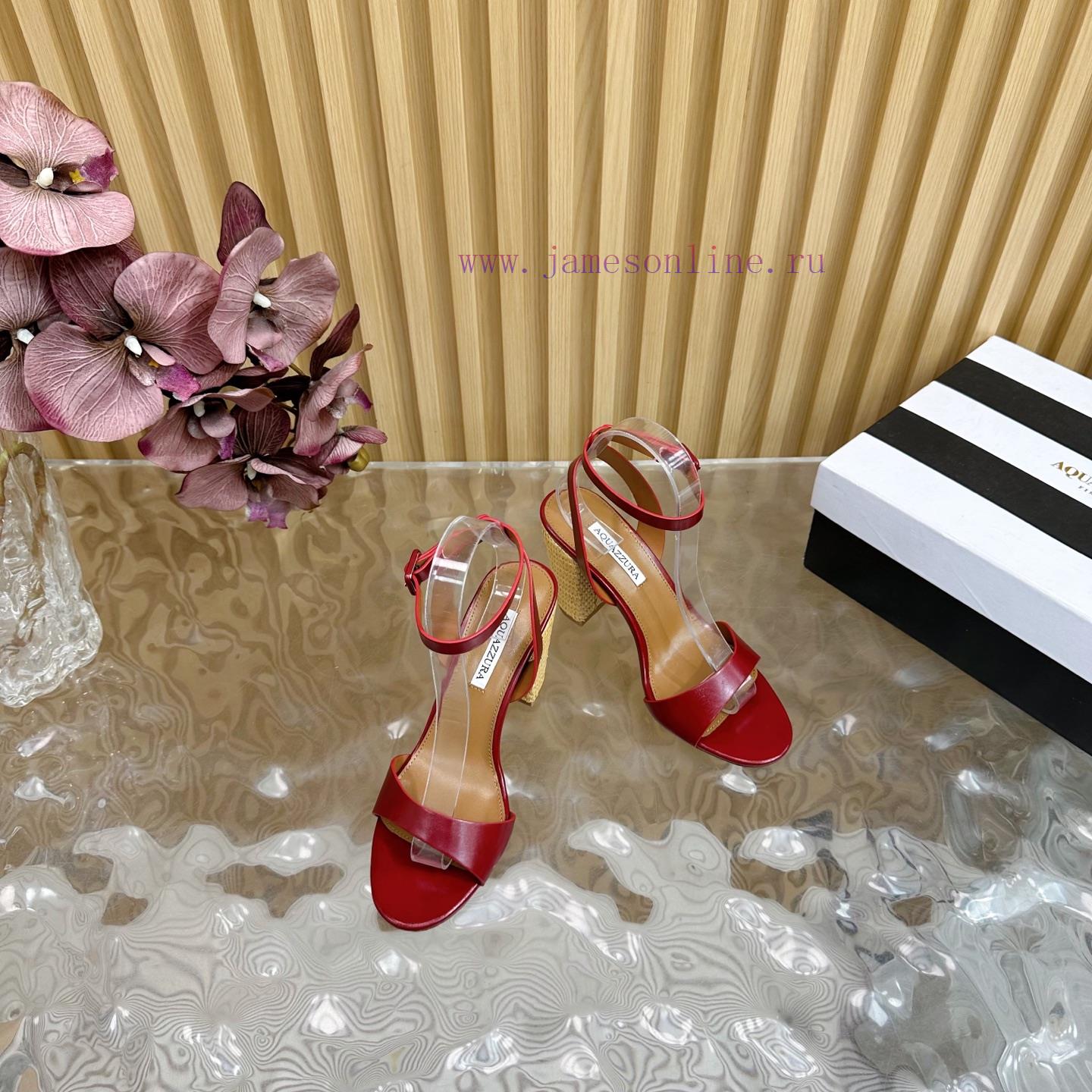 2025 New Spring/Summer AQUAZZURA Zp Original Mold Opening Weaving Coarse Heel New High Heel San pi72o8b9 - Image 7