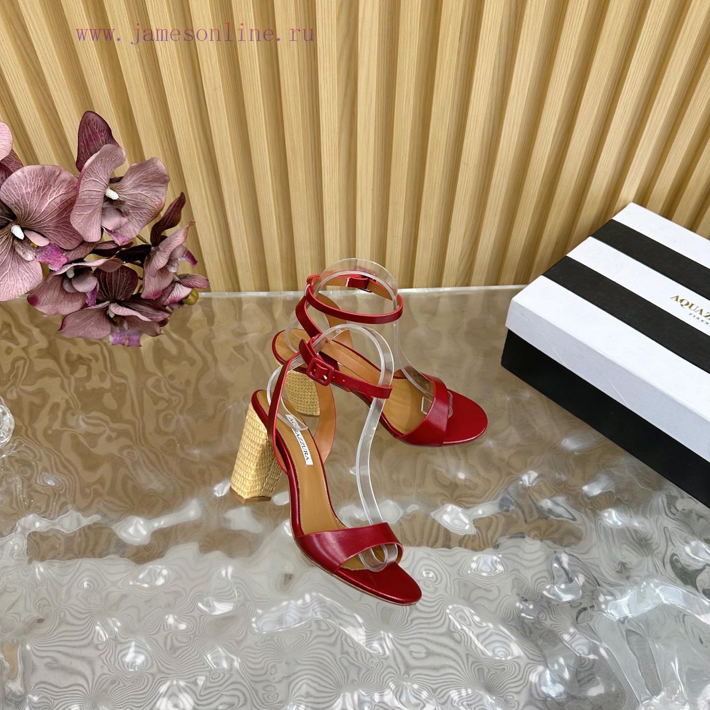 2025 New Spring/Summer AQUAZZURA Zp Original Mold Opening Weaving Coarse Heel New High Heel San pi72o8b9 - Image 10