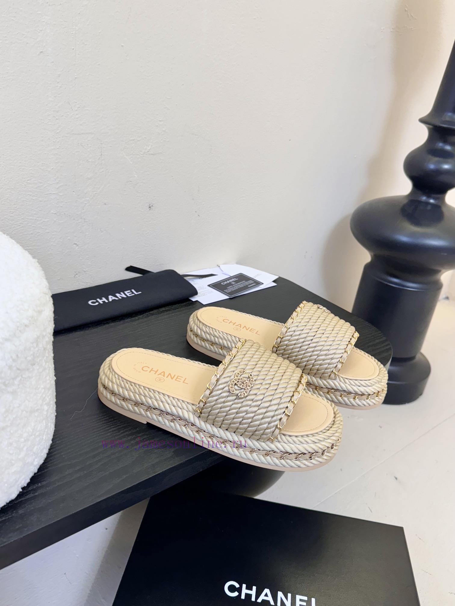 Chanel Early Spring New Double C Embroidered Flat Flat One Word SlippersThe Original Model 11 I q1vyetuj - Image 3