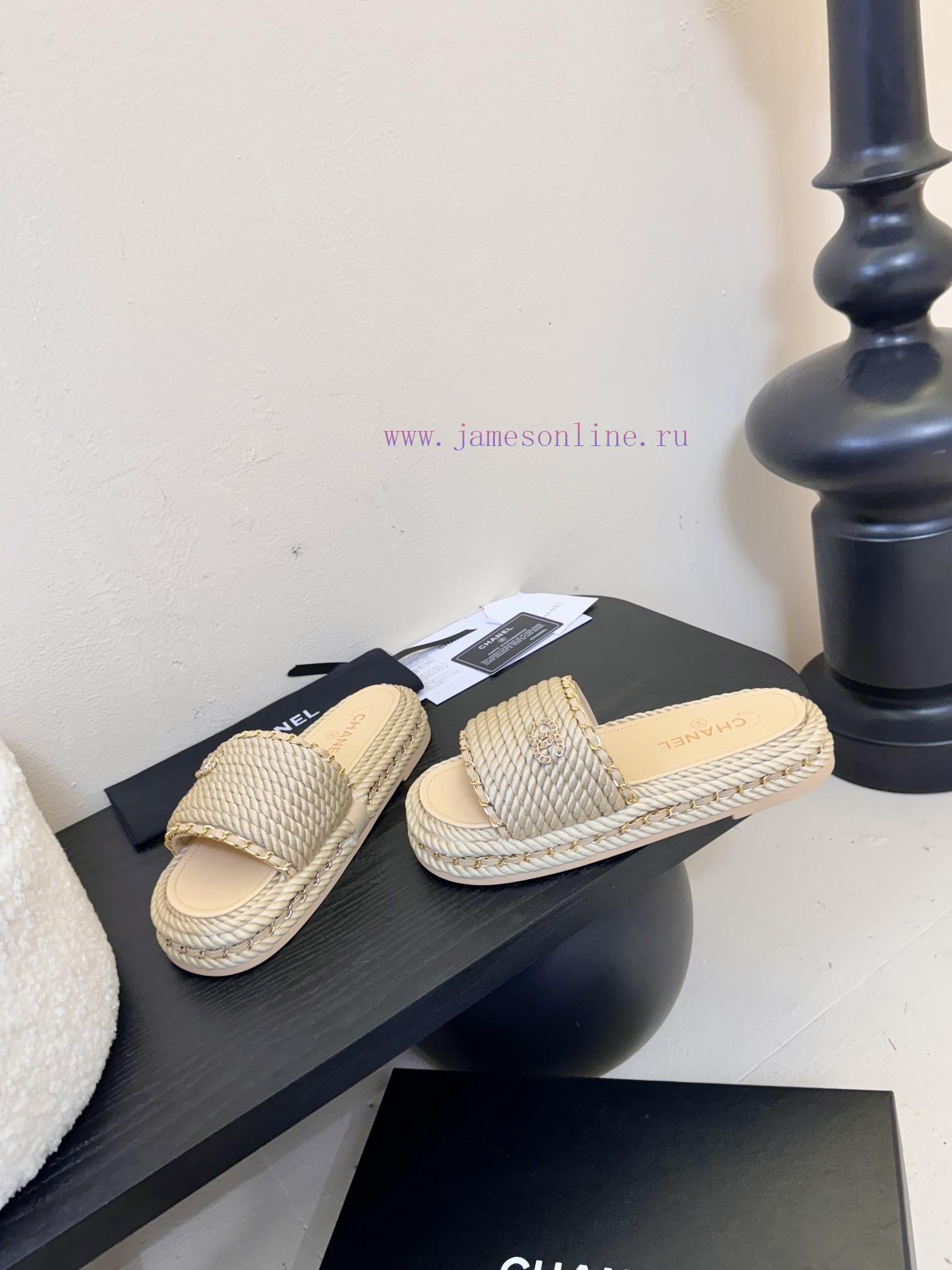 Chanel Early Spring New Double C Embroidered Flat Flat One Word SlippersThe Original Model 11 I q1vyetuj - Image 4
