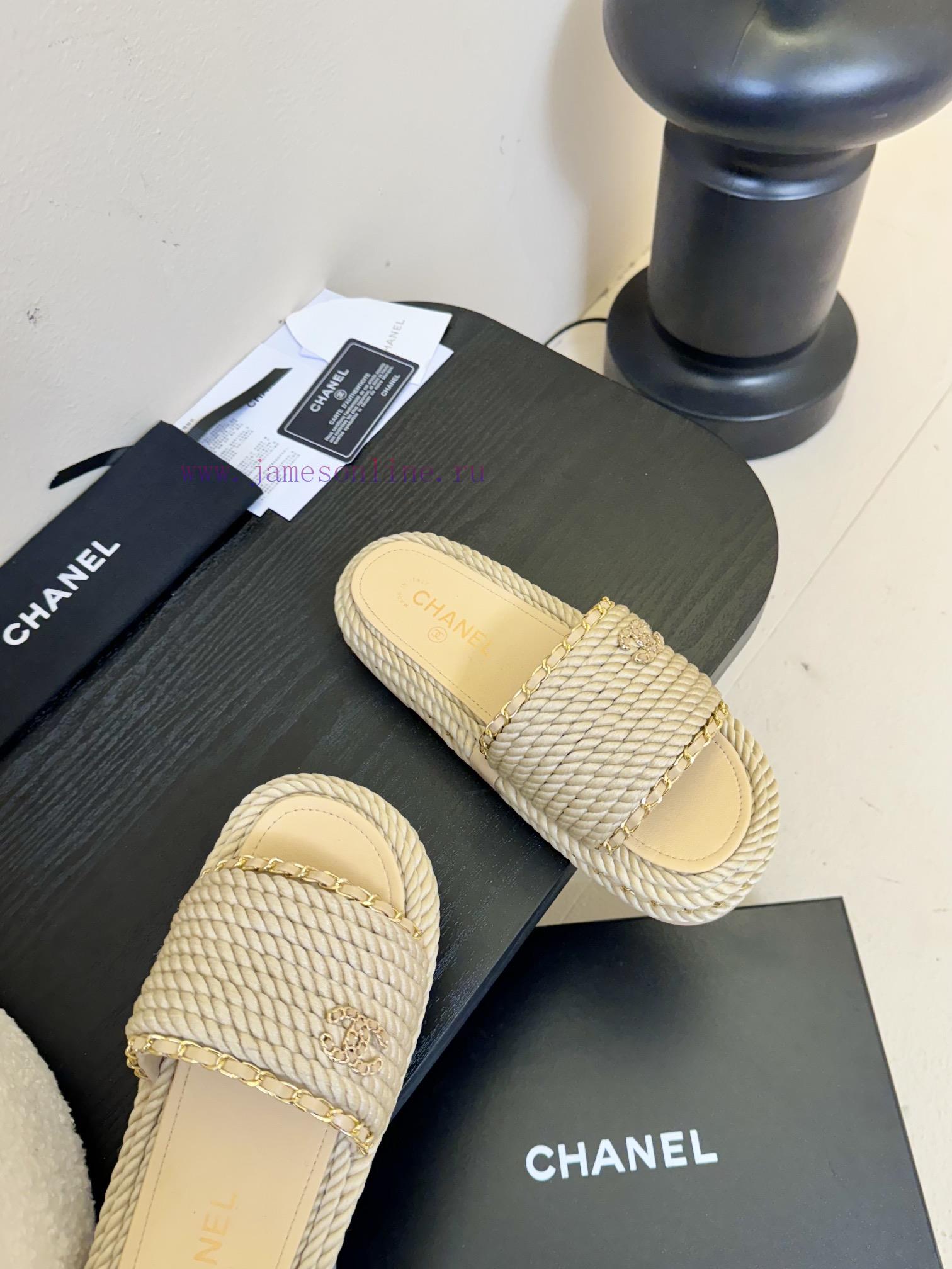 Chanel Early Spring New Double C Embroidered Flat Flat One Word SlippersThe Original Model 11 I q1vyetuj - Image 5
