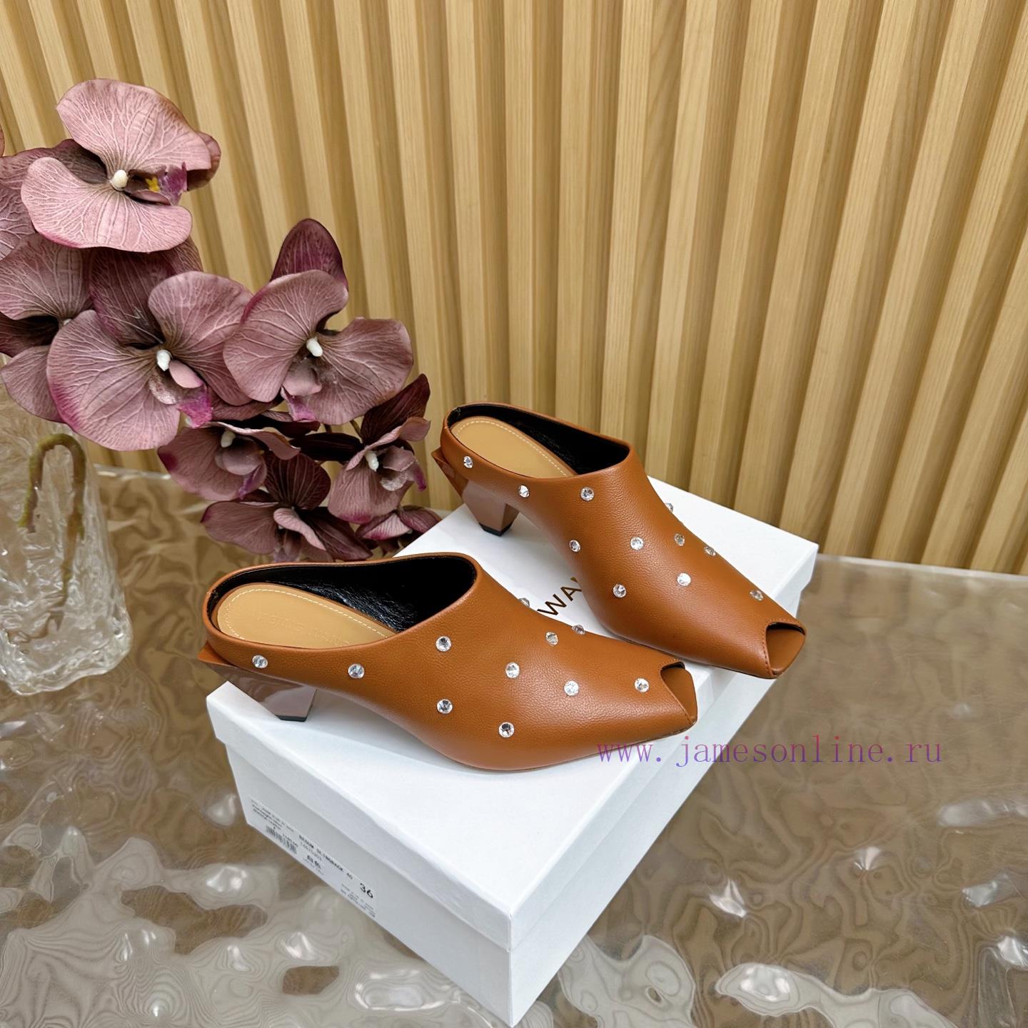 2025 Spring/Summer Hot Style ABING WANG Lace Muller High Heels Half DraggedWhat Is A Sexy Weapo oy9og3y3 - Image 4