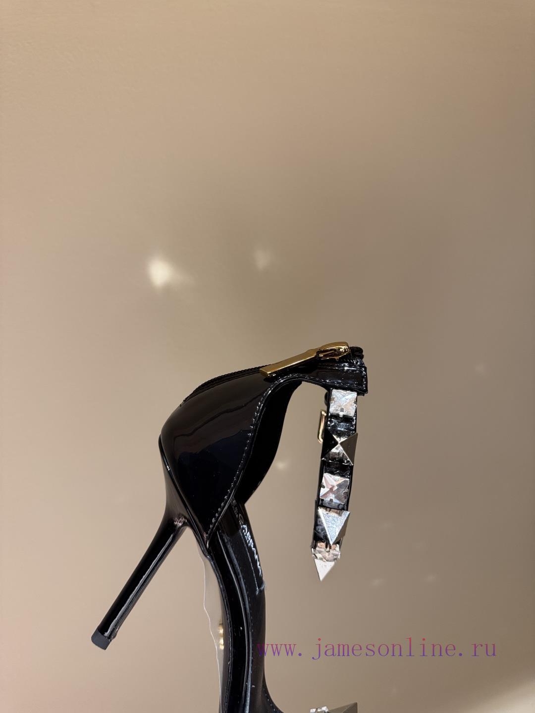 Dolce&Gabbana Patent Leather Diamond Buckle Open Toe SandalsExquisite Glass Crystal Decorative whoudl0a - Image 7