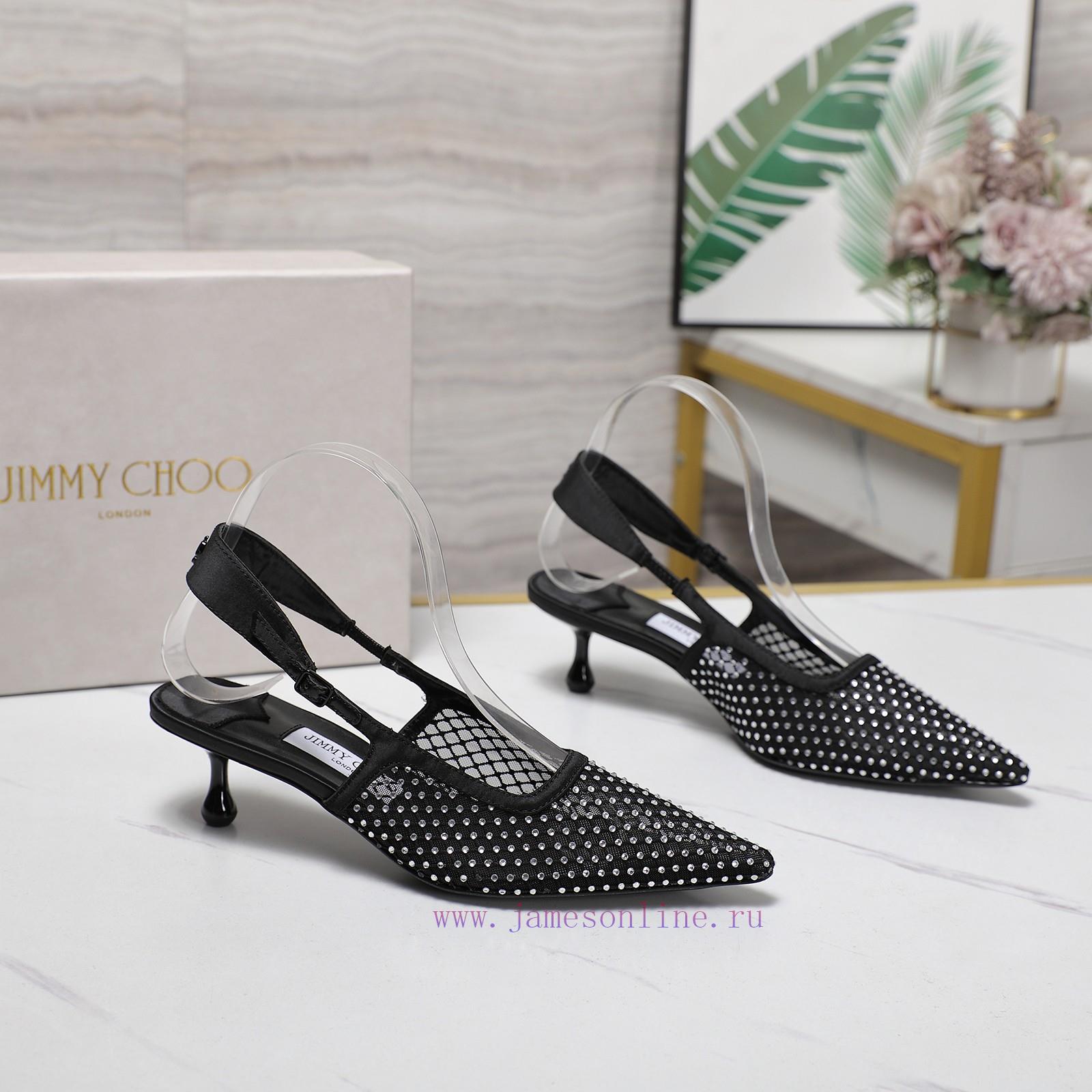The MostJimmy Choo Webdragging2025ss Mesh Sandal With Rhinestone Hot Stamping And Empty DesignJ xhxs51sl - Image 4
