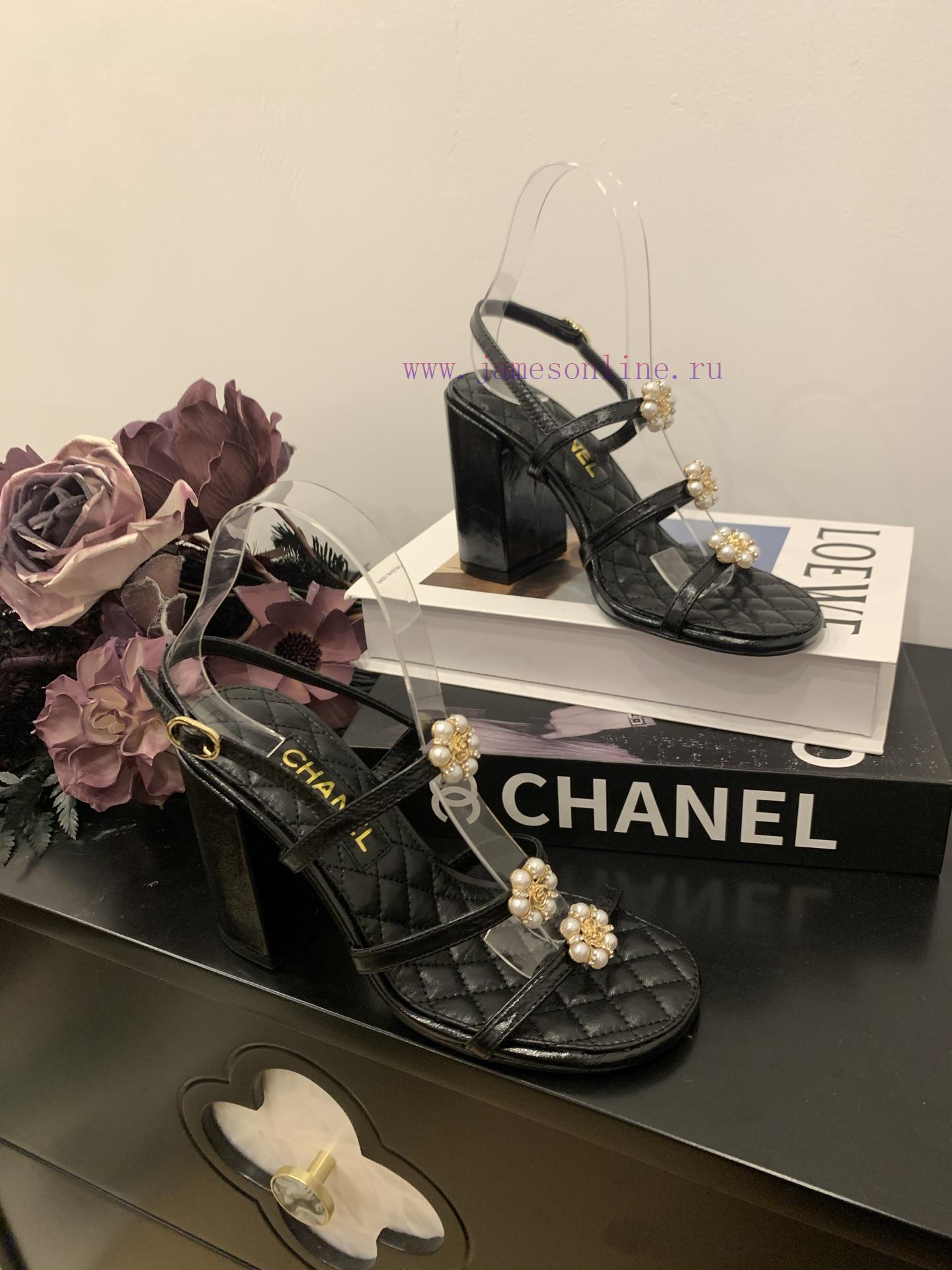 Chanel Coarse Heel Strap Sandals With Pearl Camellia Buckle DecorationOfficial CatalogCode 3536 30mspb2q - Image 4
