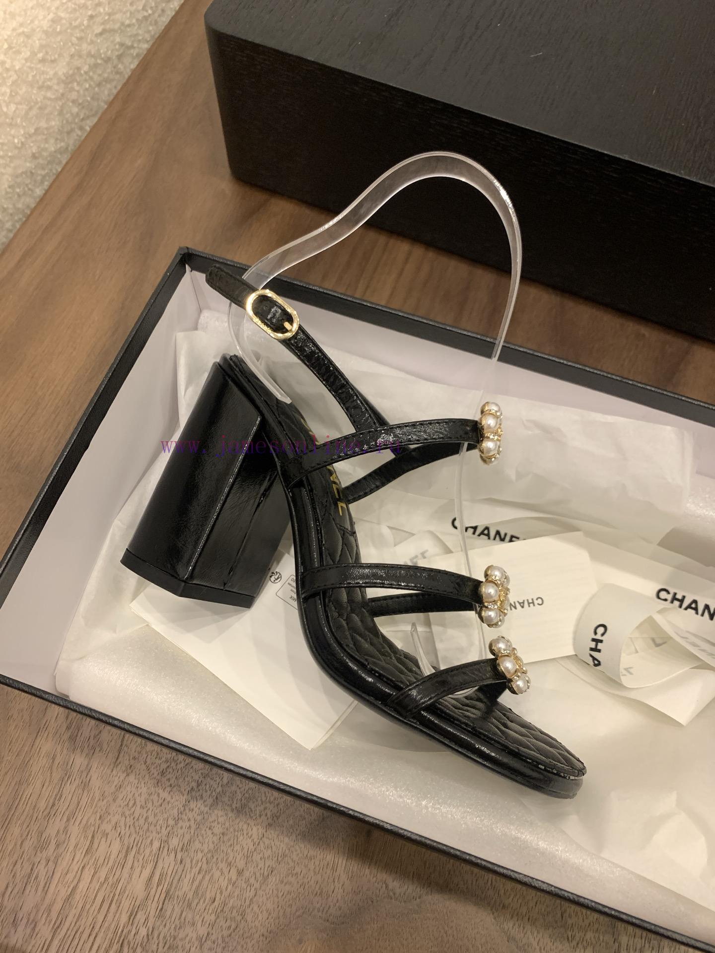 Chanel Coarse Heel Strap Sandals With Pearl Camellia Buckle DecorationOfficial CatalogCode 3536 30mspb2q - Image 8