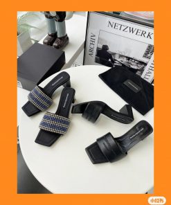 Alexander WangSummer SlippersSquare Head With Thick Heel Featuring A Prominent Raised And Reces ld47vud1