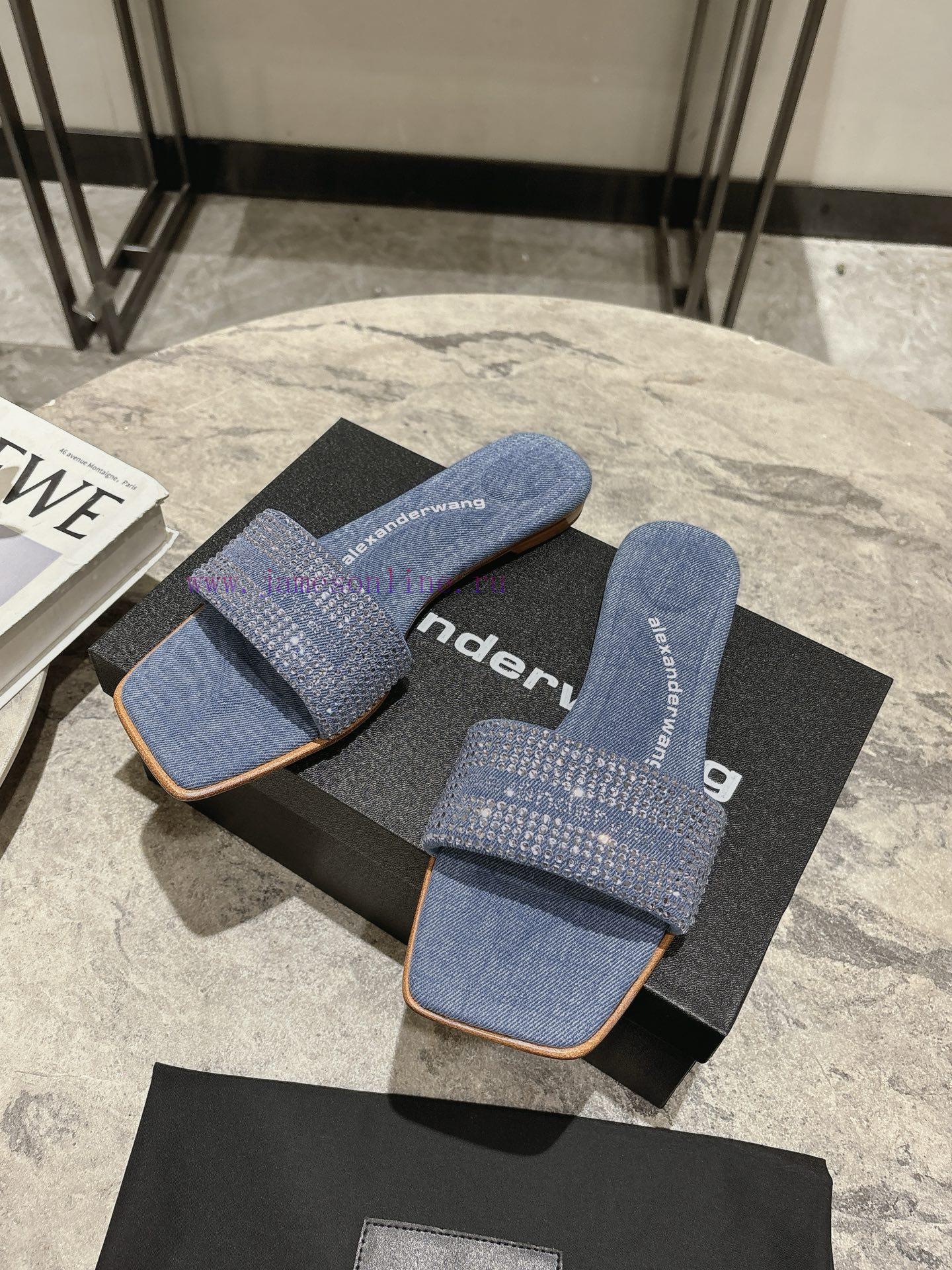 Alexander Wang's 25 Spring/Summer Women's New Logo Flat Bottom Diamond Slippers With Cowboy Sty b32qtsze - Image 7