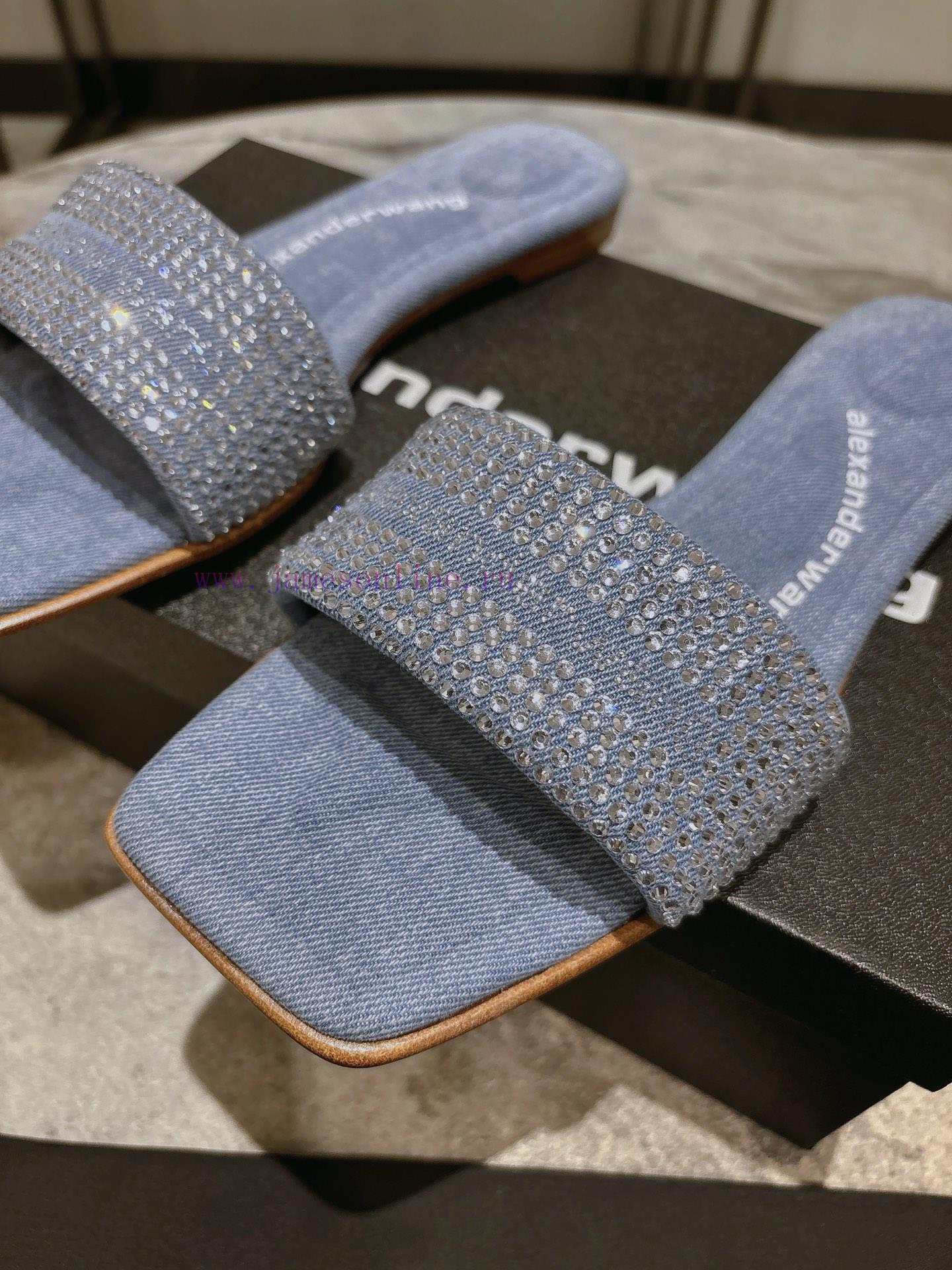 Alexander Wang's 25 Spring/Summer Women's New Logo Flat Bottom Diamond Slippers With Cowboy Sty b32qtsze - Image 8