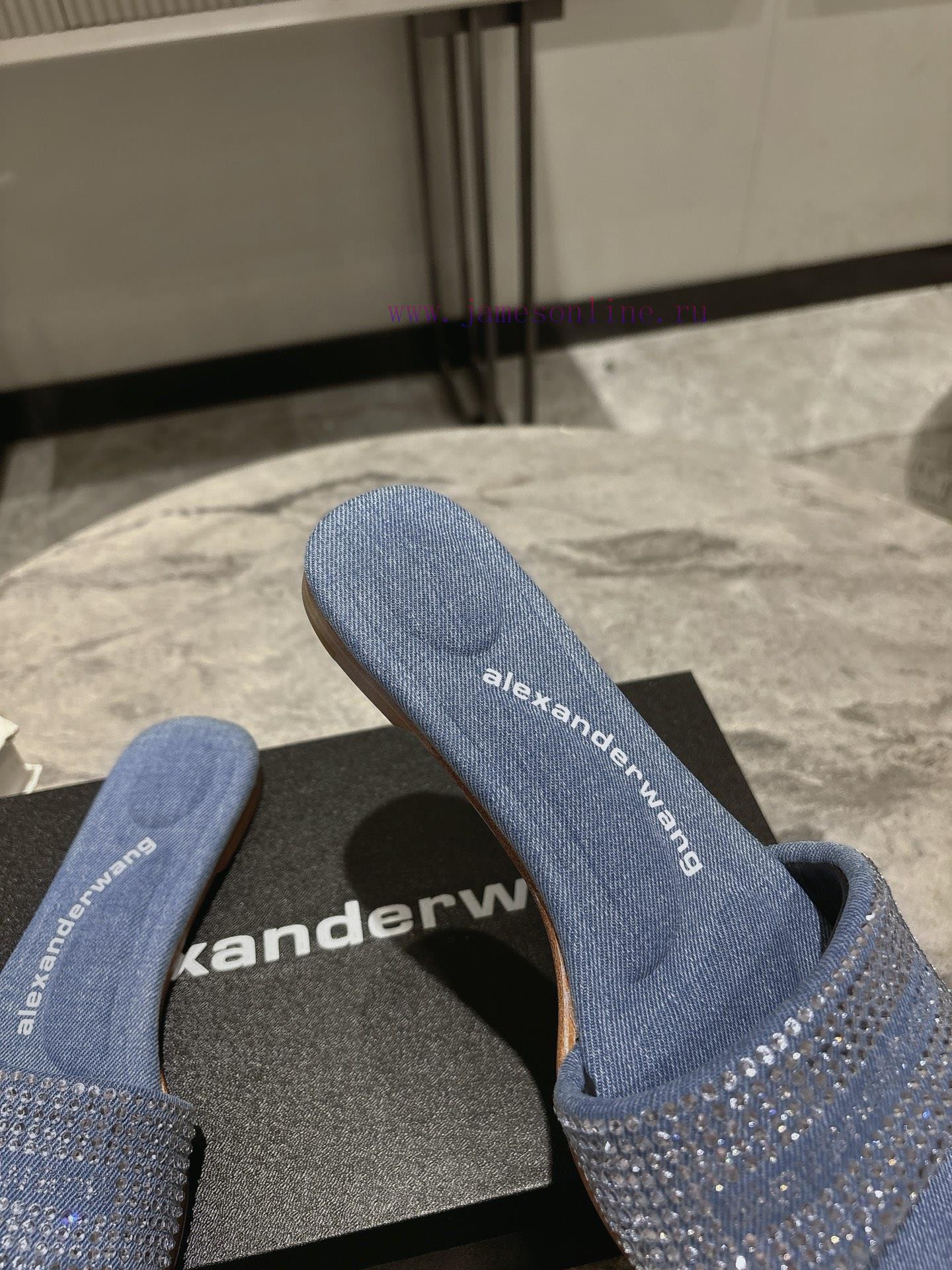 Alexander Wang's 25 Spring/Summer Women's New Logo Flat Bottom Diamond Slippers With Cowboy Sty b32qtsze - Image 9