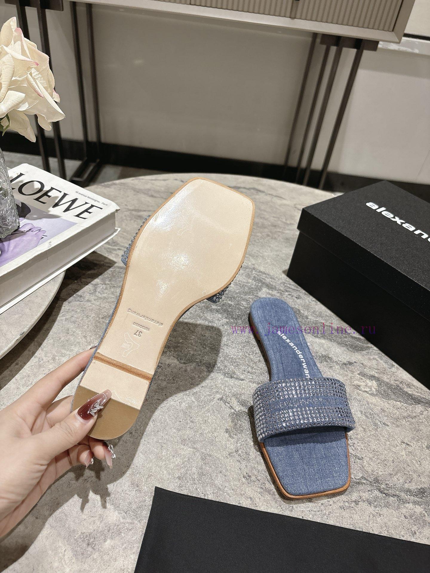 Alexander Wang's 25 Spring/Summer Women's New Logo Flat Bottom Diamond Slippers With Cowboy Sty b32qtsze - Image 10