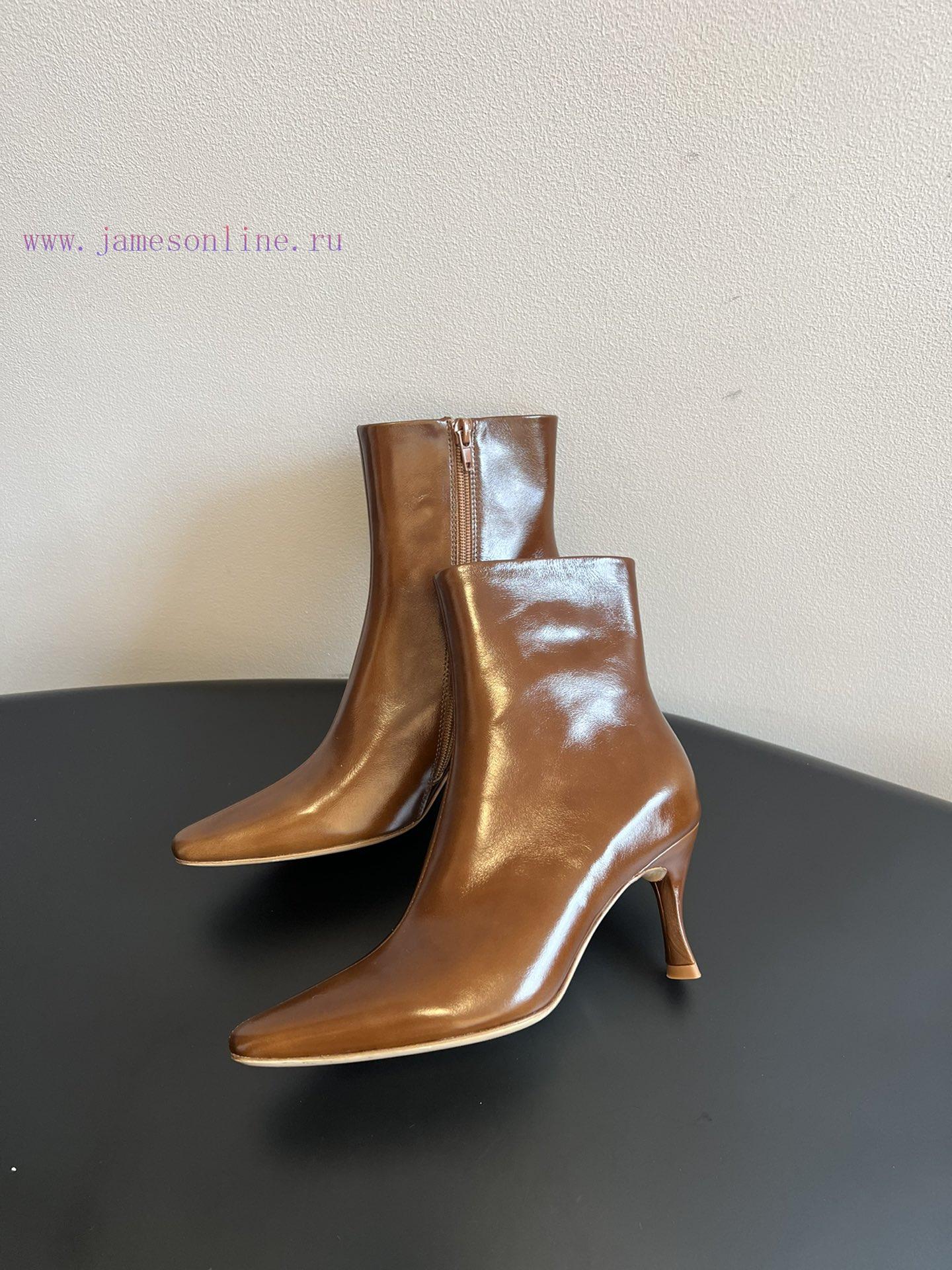 Top QualityBy Far 25SS Autumn/Winter New Style Full Leather Edition Kitten And New Short BootsT puwnrli3 - Image 3