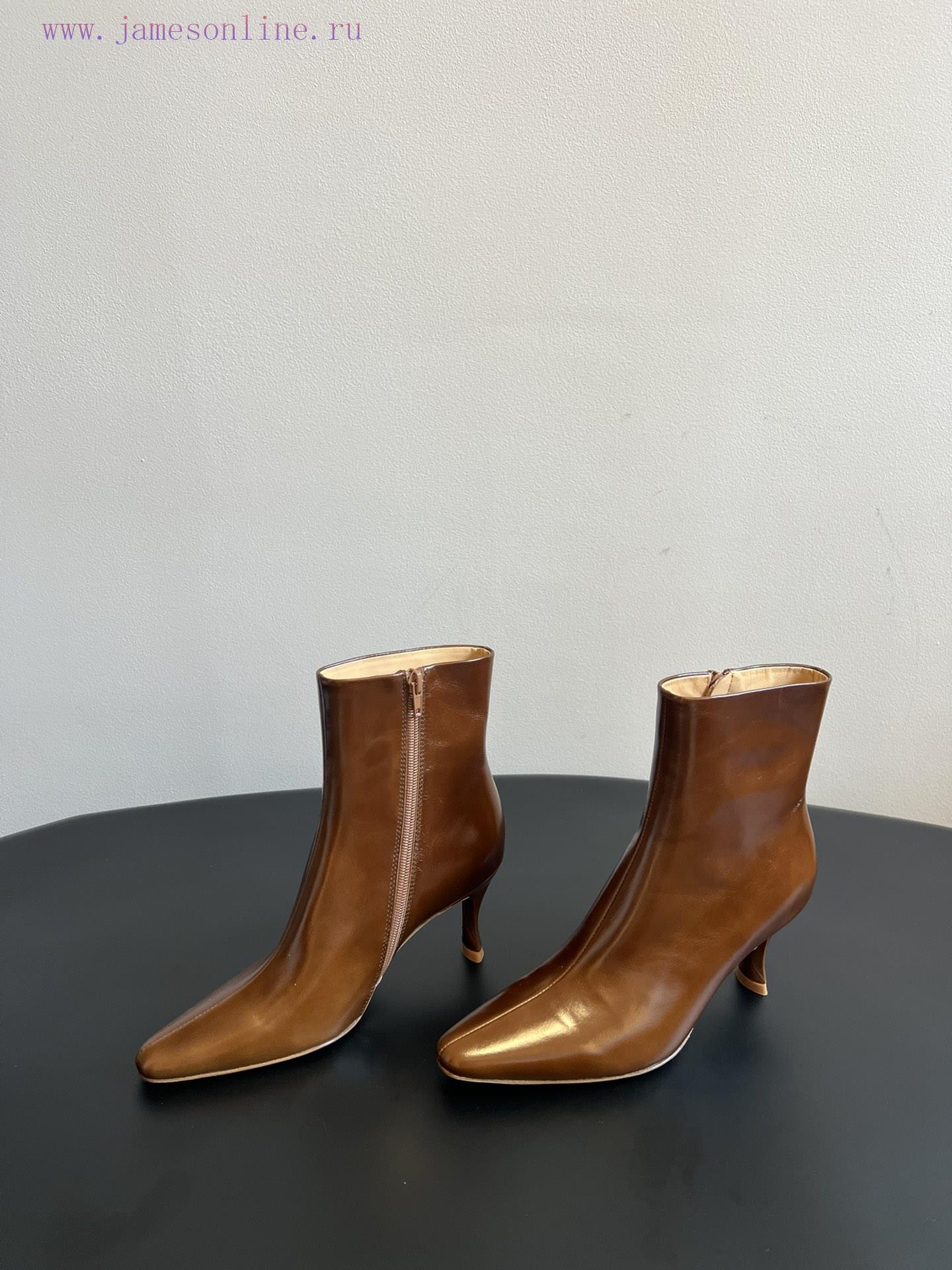 Top QualityBy Far 25SS Autumn/Winter New Style Full Leather Edition Kitten And New Short BootsT puwnrli3 - Image 4