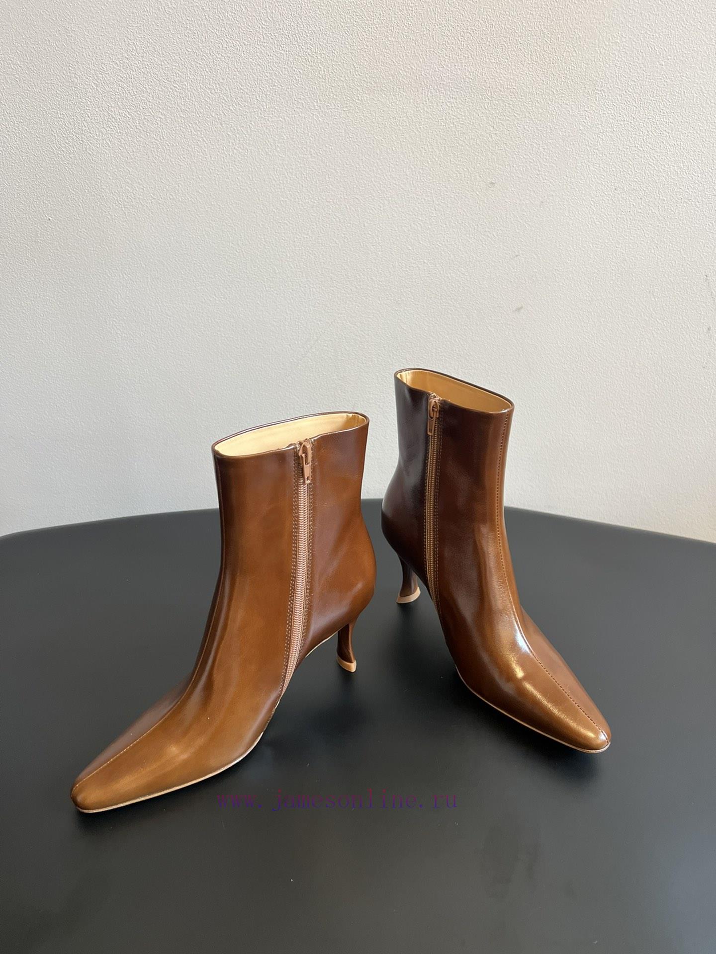 Top QualityBy Far 25SS Autumn/Winter New Style Full Leather Edition Kitten And New Short BootsT puwnrli3 - Image 5