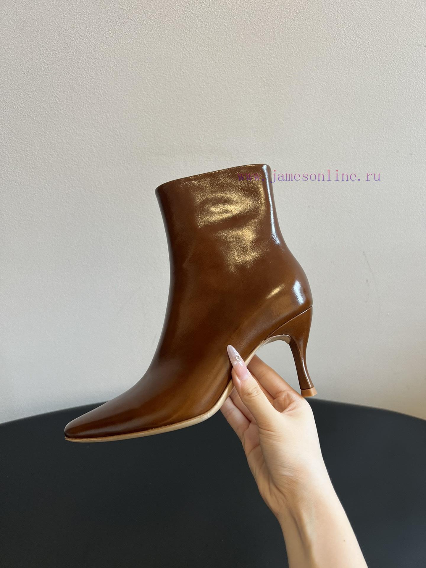 Top QualityBy Far 25SS Autumn/Winter New Style Full Leather Edition Kitten And New Short BootsT puwnrli3 - Image 8
