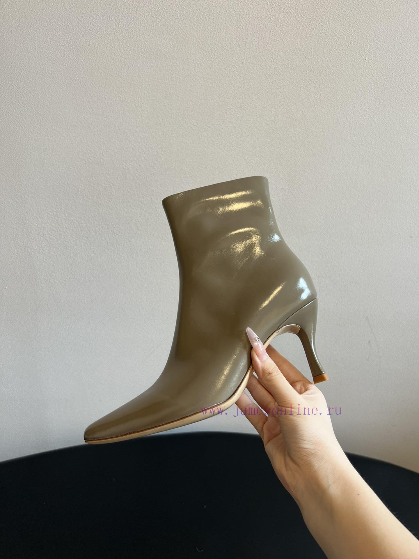 Top QualityBy Far 25SS Autumn/Winter New Style Full Leather Edition Kitten And New Short BootsT 496uja1j - Image 8