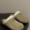 25ss Autumn/Winter Fashion MIUMIU Solid Wood Bottom Wool Half Slippers Thick Soled Mueller Shoe 3uuuawe3