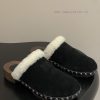 25ss Autumn/Winter Fashion MIUMIU Solid Wood Bottom Wool Half Slippers Thick Soled Mueller Shoe wpxj1r20