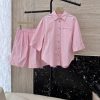 DG010 New Set ️BC Chain Decoration Mid Sleeve Shirt+Shorts Set Apricot Pink SMLUpdate Time: M cb7i0uvo